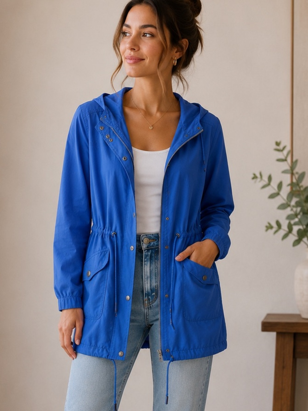 Lilla P Cobalt Blue Hooded Utility Jacket S